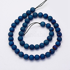 Electroplate Natural Druzy Agate Beads Strands&nbsp;X-G-G708-6mm-03