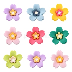 70個7色不透明樹脂カボション  花  ミックスカラー  14x14.5x4mm  10個/カラー&nbsp;CRES-CJ0001-52