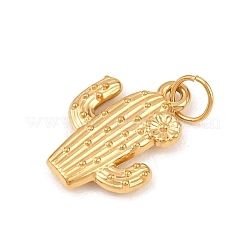 304ステンレスペンダント  花の魅力を持つサボテン  丸カン付き  ゴールドカラー  20x15x3mm  穴：4.2mm&nbsp;STAS-I365-03G