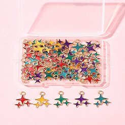 50本5色合金エナメルペンダント  ライトゴールド  鉛フリー＆カドミウムフリー  星のチャーム  ミックスカラー  18x14x1mm  穴：2mm  10個/カラー&nbsp;ENAM-FS0002-30