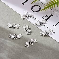蝶結び合金リンクコネクター  鉛フリー及びカドミウムフリー  アンティークシルバー  20x10x3mm  穴：2mm&nbsp;LS-EA11930Y