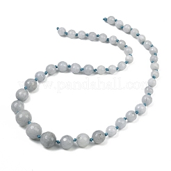 天然石ホワイトジェイドビーズ連売り  多面カット  染め  ラウンド  ライトグレー  8~14mm  穴：1~1.4mm  約48個/連  20.51''~20.87''（52.1~53センチメートル）&nbsp;G-Z105-A01-01B