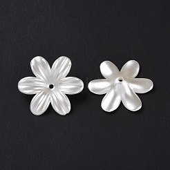 オペークアクリルビーズキャップ  6  - 花びらの花  ホワイト  26x23.3x5.5mm  穴：1.6mm&nbsp;OACR-E013-10