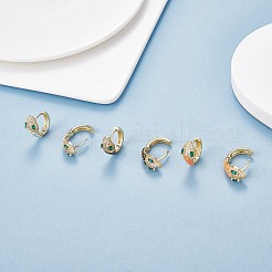 Cubic Zirconia Snake Hoop Earrings with Enamel&nbsp;EJEW-SZ0001-87D