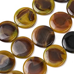 天然石瑪瑙ビーズ連売り  染め＆加熱  フラットラウンド  ゴールデンロッド  48~50x9~11mm  穴：2mm  約8個/連  15.75''（40センチメートル）&nbsp;G-B177-B01-03