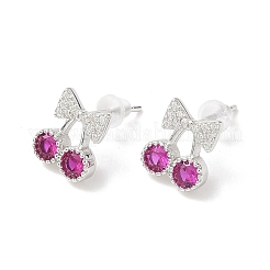 925 Sterling Silver Micro Pave Cubic Zirconia Stud Earrings&nbsp;EJEW-B144-02S