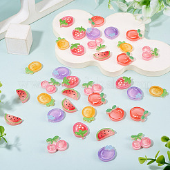 36Pcs 6 Styles Fruit Theme Transparent Resin Cabochons&nbsp;RESI-TADJ0001-27
