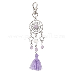 Natural & Dyed Malaysia Jade Bead & Alloy Pendant Decoration&nbsp;HJEW-JM02937-05
