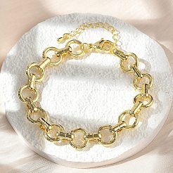 Brass Ring Link Chain Bracelets for Women Men&nbsp;BJEW-K273-07G