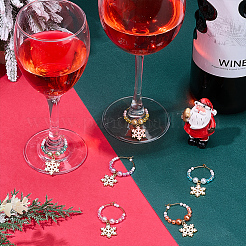 Snowflake Alloy Enamel Wine Glass Charms&nbsp;AJEW-SC00023