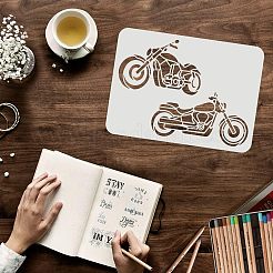 プラスチック再利用可能な描画絵画ステンシル テンプレート  ファブリック タイル 床 家具 木材の塗装用  長方形  バイクの模様  297x210mm&nbsp;DIY-WH0202-361
