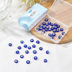 Handmade Evil Eye Lampwork Beads Strands&nbsp;LAMP-NB0001-60B-01