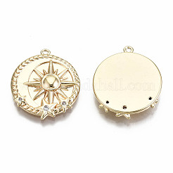Brass Micro Pave Clear Cubic Zirconia Pendants&nbsp;X-KK-S356-219G-NF