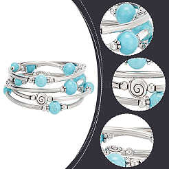 4Pcs 4 Style Natural Mixed Gemstone Round Beaded Wrap Bracelet Set&nbsp;BJEW-AN0001-35