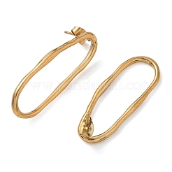 女性用304ステンレススチール楕円スタッドピアス  18KGP本金メッキ  38.5x14mm&nbsp;SA-CBA21A8-03G