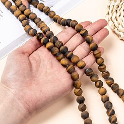 天然つや消しタイガーアイラウンドビーズ連売り  グレードA  10mm  穴：1.2mm  約37~39個/連  14.9~15.6インチ&nbsp;G-M064-10mm-02