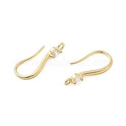 Brass Micro Pave Clear Cubic Zirconia Earring Hooks&nbsp;KK-G542-12G