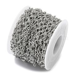 304ステンレススチールティアドロップリンクチェーン  溶接されていない  スプールで  ステンレス鋼色  9.5x4.5x2.5mm&nbsp;CHS-G043-01P