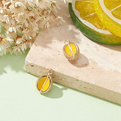 2個真鍮エナメルチャーム  模造果物  ライトゴールド  ドリアンチャーム  ゴールド  14x9x6mm  穴：1.2mm&nbsp;KK-YW0001-77