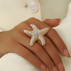 Alloy with Rhinestone Cuff Open Rings for Women&nbsp;JG5822-1
