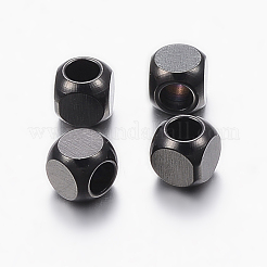 304ステンレススチールビーズ  キューブ  電気泳動黒  4x4x4mm  穴：2.5mm&nbsp;X-STAS-F136-01B-4x4mm