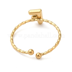 304ステンレススチールオープンカフリング  女性のためのジュエリー  18KGP本金メッキ  文字F  内径：19mm  文字：1mm&nbsp;RJEW-K261-02G-F