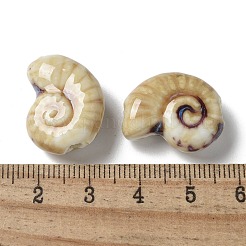 手作りの陶器ビーズ  カタツムリ  ダークカーキ  20~21x16~17x9~10.5mm  穴：2~3mm&nbsp;PORC-L080-F20