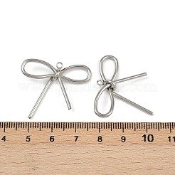304ステンレスペンダント  ちょう結びチャーム  変色防止  ステンレス鋼色  28.5x30.5x6.5mm  穴：1.8mm&nbsp;STAS-I342-01P