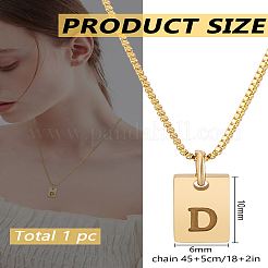 1Pc Stainless Steel Letter Rectangle Pendant Necklaces&nbsp;NJEW-LP0001-34D-G
