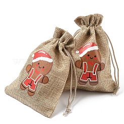 30Pcs 15 Styles Christmas Printed Jute Cloth Storage Pouches&nbsp;ABAG-YW0001-10