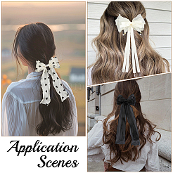 布製蝶結びヘアバレッタ 5色 5個  女性と女の子のためのヘアアクセサリー  ミックスカラー  270~360x125~210x7~20mm  1pc /カラー&nbsp;PHAR-SP0001-15