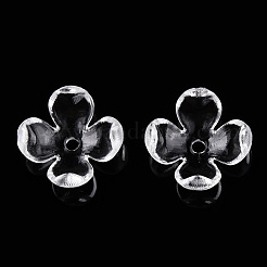 4枚の花弁透明アクリルビーズキャップ  花  透明  12x12x4.5mm  穴：1.5mm.&nbsp;X-FACR-T001-09A