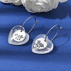 Natural & Synthetic Gemstone & 304 Stainless Steel Hoop Earrings for Women&nbsp;EJEW-G475-02P