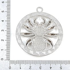 合金ラインストーンビッグサイズペンダントトップ  クモのチャーム  プラチナ  52.5x47x6mm  穴：4mm&nbsp;RB-CBA18BA-01P