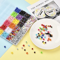 DIYジュエリー作成キット  1020個の形状のプラスチックとアクリルビーズ  弾性水晶の線  ミックスカラー  ビーズ：738~750個/箱&nbsp;DIY-YW0002-69