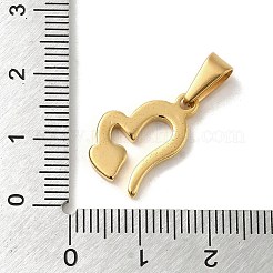 PVD真空メッキ304ステンレスペンダント  ハートチャーム  ゴールドカラー  17.5x12x2mm  穴：3x7.5mm&nbsp;STAS-B053-13G