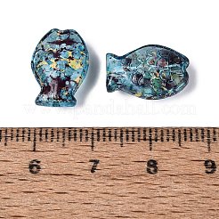 ピカソの透明ガラスビーズ  魚  ディープスカイブルー  14.5x10x5.5~6mm  穴：1.2mm  約478個/ポンド&nbsp;SEED-Q039-03G