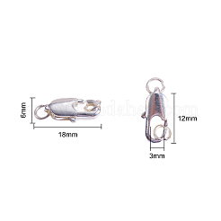 真鍮カニカン  丸カン付き  ゴールデン＆シルバー  18x6mm  穴：3mm  2色  10個/カラー  20個/箱&nbsp;KK-CJ0001-35