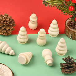 10Pcs 2 Styles Christmas Unfinished Wood Sculpture Display Decorations&nbsp;DJEW-SP0001-20