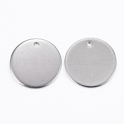 変色防止 201 ステンレススチール 刻印入り ブランクタグペンダント  フラットラウンド  ステンレス鋼色  15x0.8mm  穴：1.2mm&nbsp;STAS-H396-B-05P