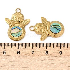 304 Stainless Steel Natural Paua Shell Pendants&nbsp;STAS-L288-01G-01