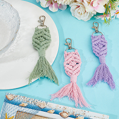 3Pcs 3 Colors Fishtail Handmade Cotton Pendant Decoration&nbsp;HJEW-GO00113
