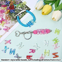 50 個の UV メッキ透明アクリルビーズ  文字L  ミックスカラー  19~20x14~16.5x6mm  穴：3~3.5mm&nbsp;OACR-SP0002-18