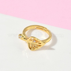 Brass Micro Pave Cubic Zirconia Adjustable Finger Rings&nbsp;RJEW-P185-01G