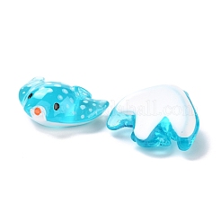 クリア樹脂カボション  海洋動物シリーズ  ガンギエイ目/魚  シアン  21.5x25.5x9.5mm&nbsp;RESI-I043-01