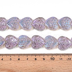電気メッキ透明ガラスビーズ連売り  半分メッキ  花とハート  アザミ  17~17.5x17.5~18x7~8mm  穴：1mm  約40個/連  25.20インチ（64cm）&nbsp;EGLA-N017-04D