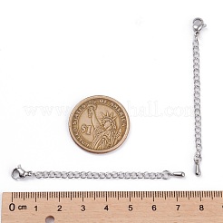 変色防止304ステンレススチールチェーンエクステンダー  カニカンとボールチープ付き  ステンレス鋼色  68.5mm  リンク：4x2.8x0.5mm  クラスプ：9.3x6x3mm&nbsp;X-STAS-G221-27P