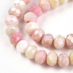 グラデーション染めガラスビーズ連売り  そろばん  淡いチソウ  6x5mm  穴：1.2mm  約80~85個/連  38~40cm&nbsp;GLAA-C023-02-A03