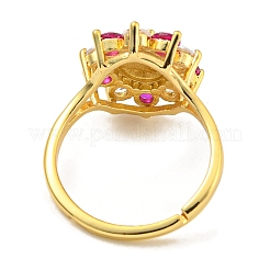 Oval with Hand Rack Plating Brass Micro Pave Cubic Zirconia Adjustable Rings&nbsp;RJEW-I105-04G-07