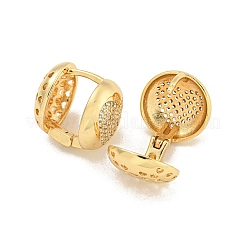 Brass Pave Clear Cubic Zirconia Hoop Earrings&nbsp;EJEW-M258-19G